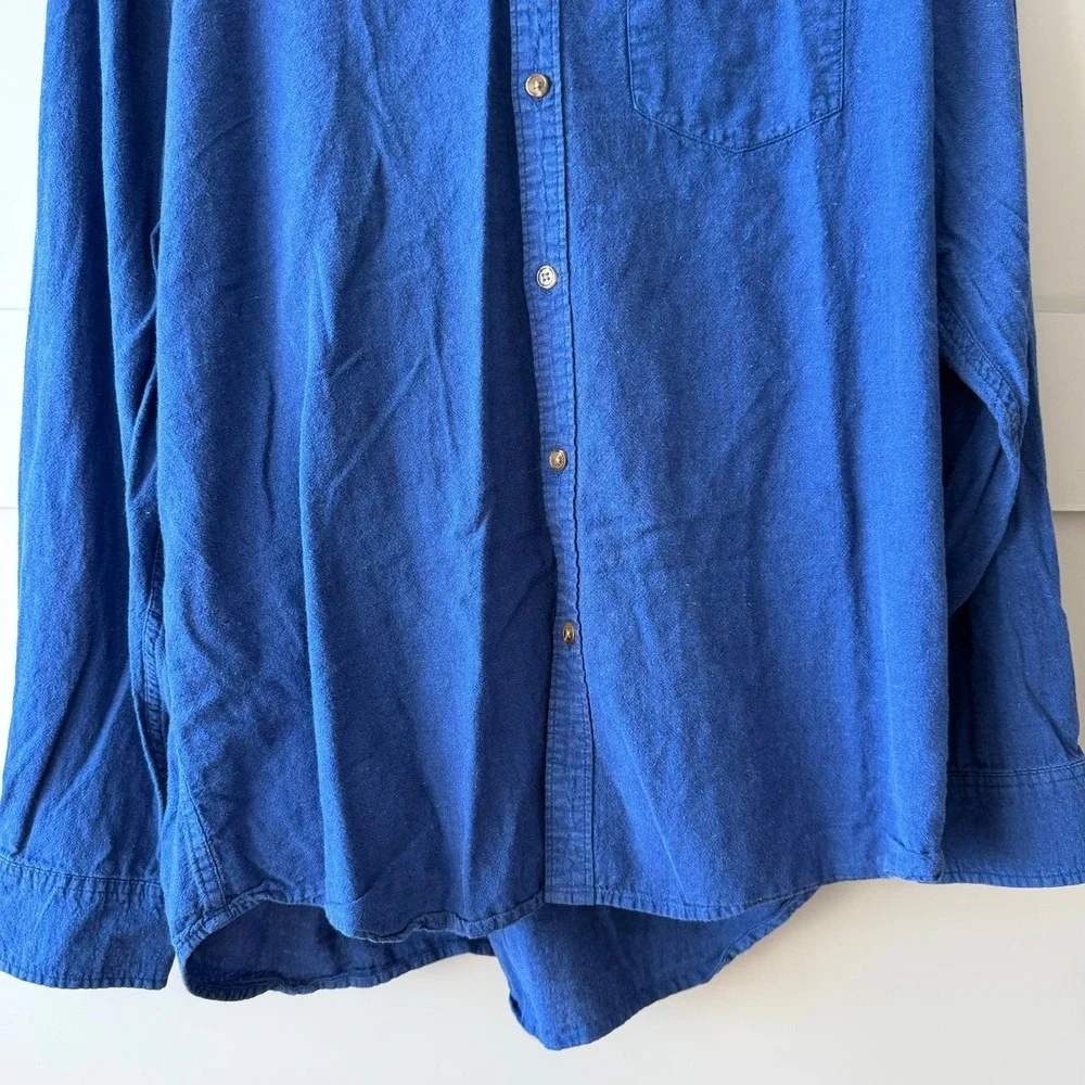 Old Navy Linen Blend Shirt Mens XL Blue Slim Fit Long Sleeve Button Down Pocket